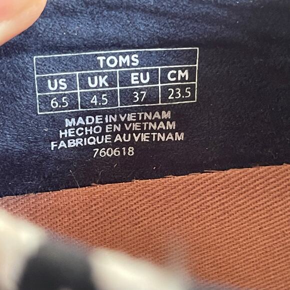 Toms Shoes Womens 6.5 Navy Embroidered Aztec Sunset Stellar Slip-on Flat - Picture 12 of 14